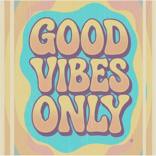 Good vibes only retro groovy style シール (正面)