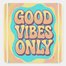 Good vibes only retro groovy style スクエアシール