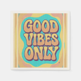 Good vibes only retro groovy style スタンダードカクテルナプキン