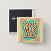 Good vibes only retro groovy style 缶バッジ (正面&裏面)