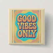 Good vibes only retro groovy style 缶バッジ (正面)