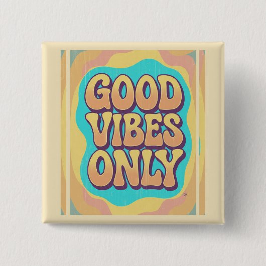 Good vibes only retro groovy style 缶バッジ (正面)