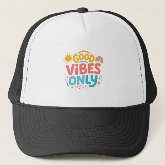 Good vibes only Retro Trucker Hat キャップ (正面)
