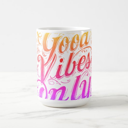Good Vibes Only Script Badge コーヒーマグカップ (中央)