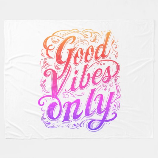 Good Vibes Only Script Badge フリースブランケット (正面(横))