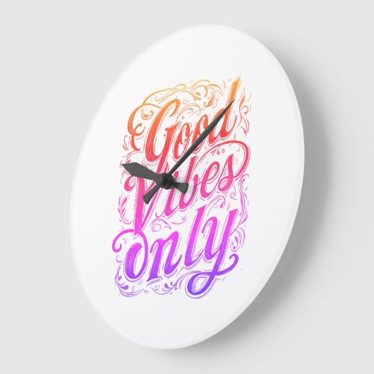 Good Vibes Only Script Badge ラージ壁時計 (傾斜)