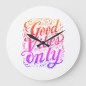 Good Vibes Only Script Badge ラージ壁時計 (正面)