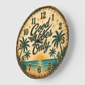 Good Vibes Only Tropical Beach  ラージ壁時計 (傾斜)