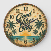 Good Vibes Only Tropical Beach  ラージ壁時計 (正面)