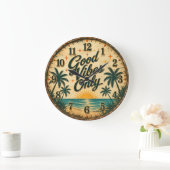 Good Vibes Only Tropical Beach  ラージ壁時計 (ホーム)