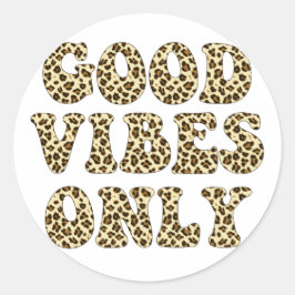 Good Vibes Only - VSCO Girls Leopard Print Sticker ラウンドシール