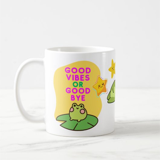Good Vibes or Good Bye カエル コーヒーマグカップ (左)
