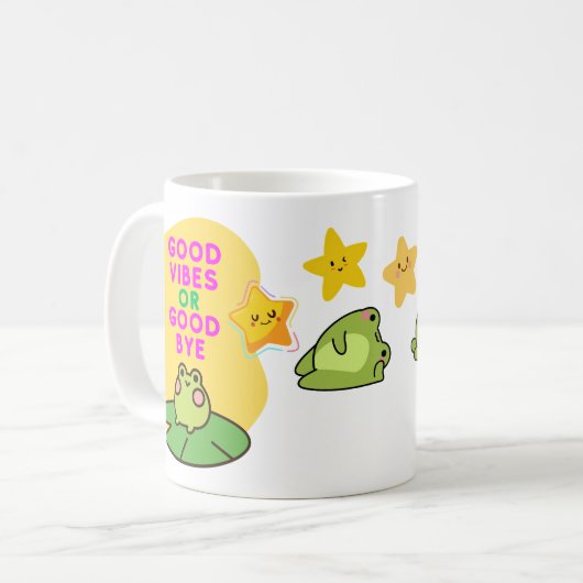 Good Vibes or Good Bye Frogs コーヒーマグカップ (正面左)