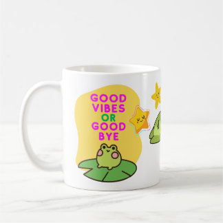 Good Vibes or Good Bye Frogs コーヒーマグカップ