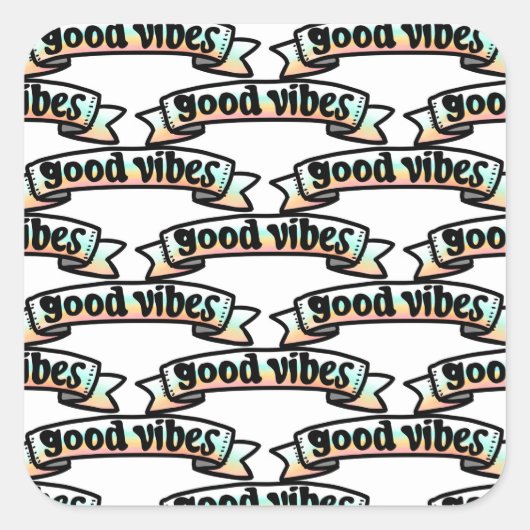 Good Vibes Peace Love Banner スクエアシール (正面)