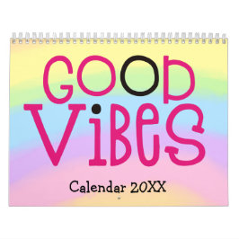 Good Vibes QuoteTypography Rainbow 2022 カレンダー