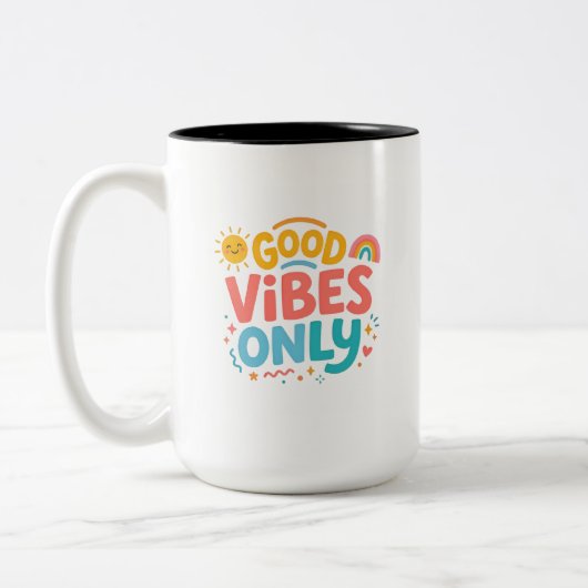 Good vibes Rainbow Coffee Mug ツートーンマグカップ (左)