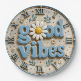 Good Vibes Retro Daisy ペーパープレート