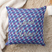 Good Vibes Retro Purple to Blue Geometric Abstract クッション (ブランケット)