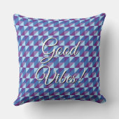 Good Vibes Retro Purple to Blue Geometric Abstract クッション (裏面)