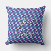 Good Vibes Retro Purple to Blue Geometric Abstract クッション (正面)