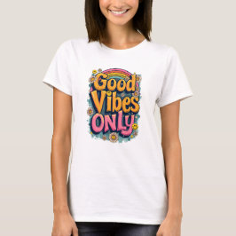 Good Vibes Retro Rainbow Positive Tシャツ