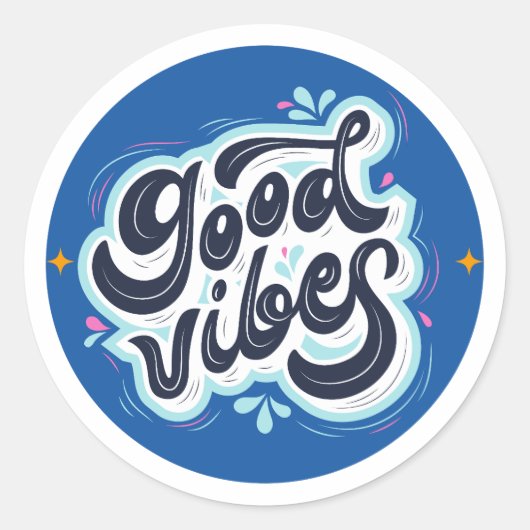 Good Vibes Sticker – Positive Aesthetic Motivation ラウンドシール (正面)