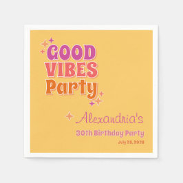 Good Vibes Summer 30th Birthdayパーティー スタンダードカクテルナプキン