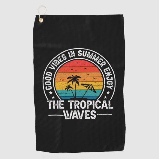 Good Vibes Summer Tropical Waves-64107 ゴルフタオル (正面)