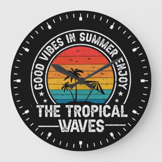 Good Vibes Summer Tropical Waves-64107 ラージ壁時計 (正面)