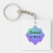 "Good Vibes" Text on Gradient Star Shape キーホルダー (正面)