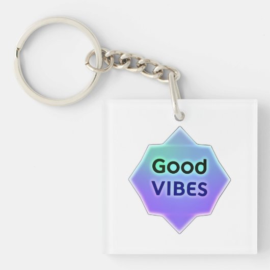 "Good Vibes" Text on Gradient Star Shape キーホルダー (正面)