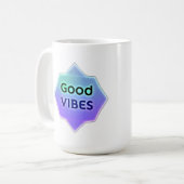 "Good Vibes" Text on Gradient Star Shape コーヒーマグカップ (正面左)