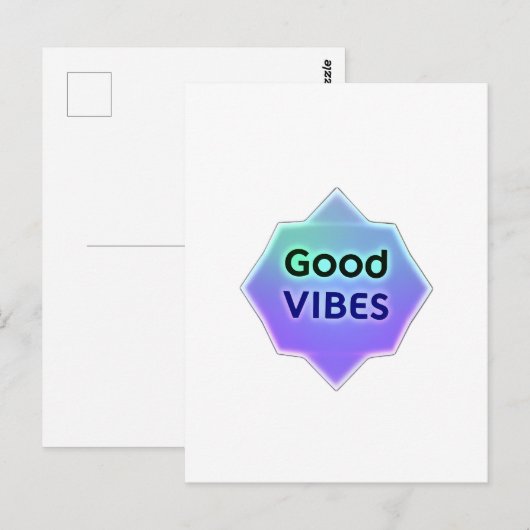 "Good Vibes" Text on Gradient Star Shape ポストカード (正面/裏面)