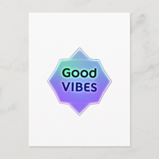 "Good Vibes" Text on Gradient Star Shape ポストカード (正面)