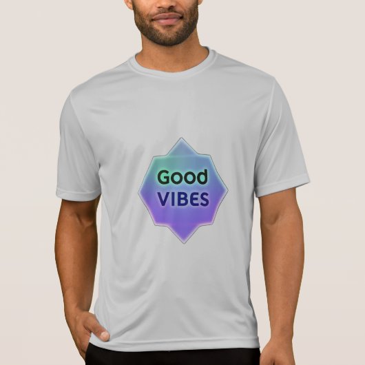 "Good Vibes" Text on Gradient Star Shape Tシャツ (正面)
