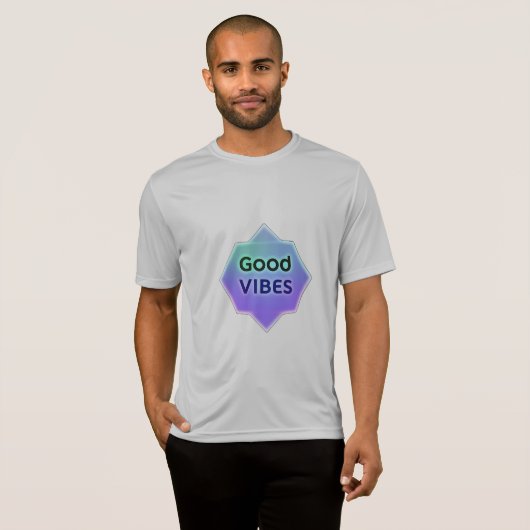 "Good Vibes" Text on Gradient Star Shape Tシャツ (正面フル)