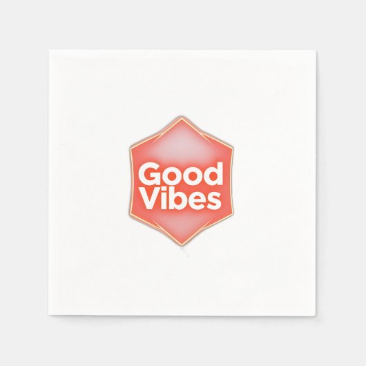 "Good Vibes" Text on Orange Geometric Shape スタンダードカクテルナプキン (正面)