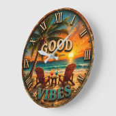 Good Vibes Tropical Beach ラージ壁時計 (傾斜)