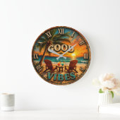 Good Vibes Tropical Beach ラージ壁時計 (ホーム)
