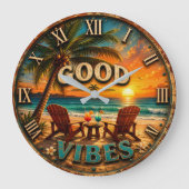 Good Vibes Tropical Beach ラージ壁時計 (正面)