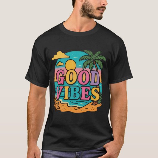 GOOD VIBES Tropical Sunset Tシャツ (正面)