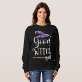 Good Witch Cute Hat Broomstick Halloween Tee スウェットシャツ (正面フル)