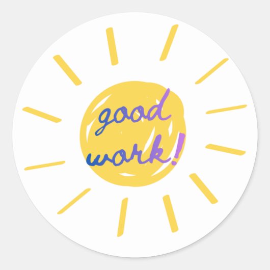 “Good Work!” Motivational Sticker for Kids ラウンドシール (正面)