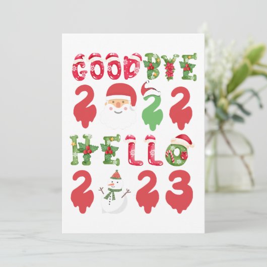 Goodbye 2022 Hello 2023 Happy New Year Christmas 招待状 (スタンド正面)
