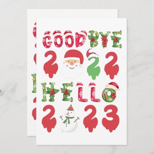 Goodbye 2022 Hello 2023 Happy New Year Christmas 招待状 (正面/裏面)