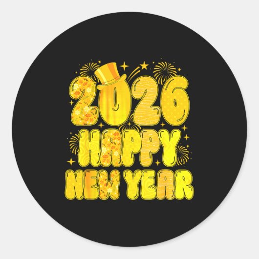 Goodbye 2025 Happy New Year 2026 Women Girl Kids  ラウンドシール (正面)
