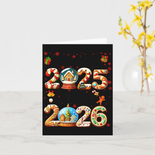 Goodbye 2025 Hello 2026 Christmas And Happy New Ye カード (黄色い花)
