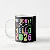 Goodbye 2025 Hello 2026 Christmas Lights Happy New コーヒーマグカップ (左)