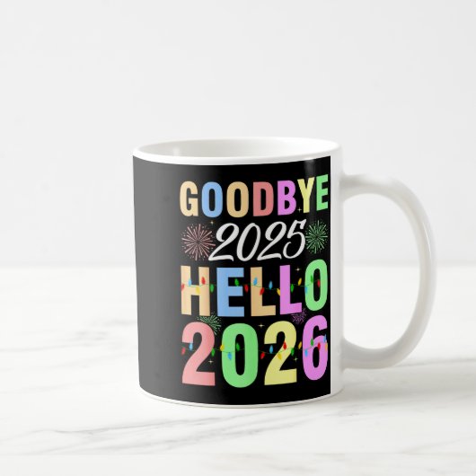 Goodbye 2025 Hello 2026 Christmas Lights Happy New コーヒーマグカップ (右)
